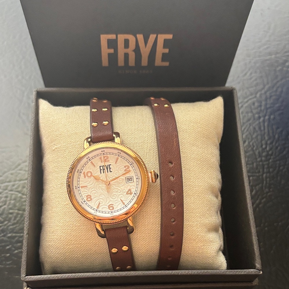 Frye Gold-Accented Brown Leather Watch